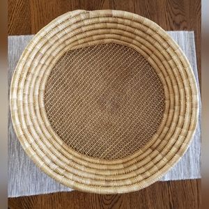 Handmade Grass Coiled Woven Sifting or Winnowing Native Basket